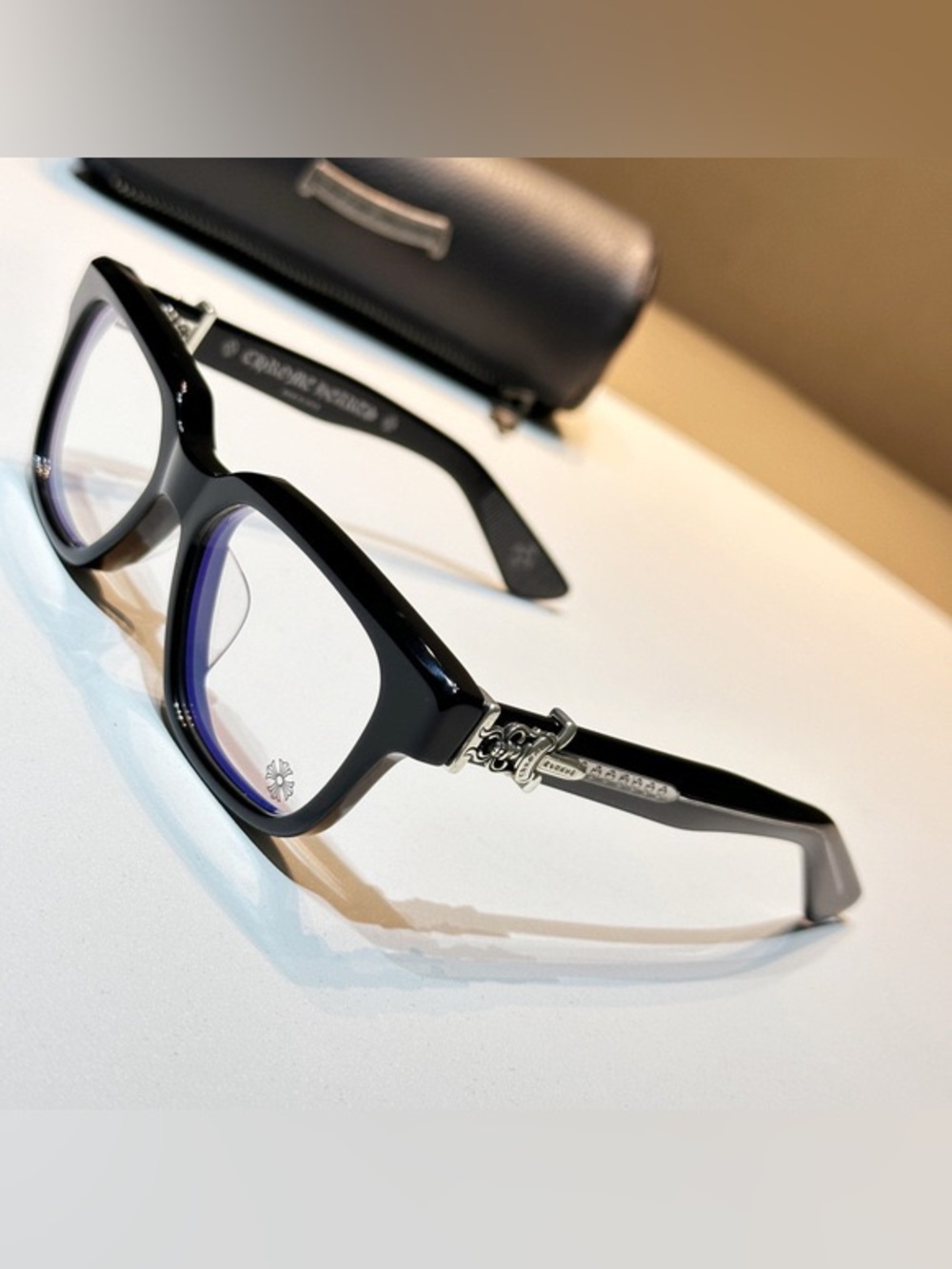 Chrome Hearts Black Glasses with Silver Accents